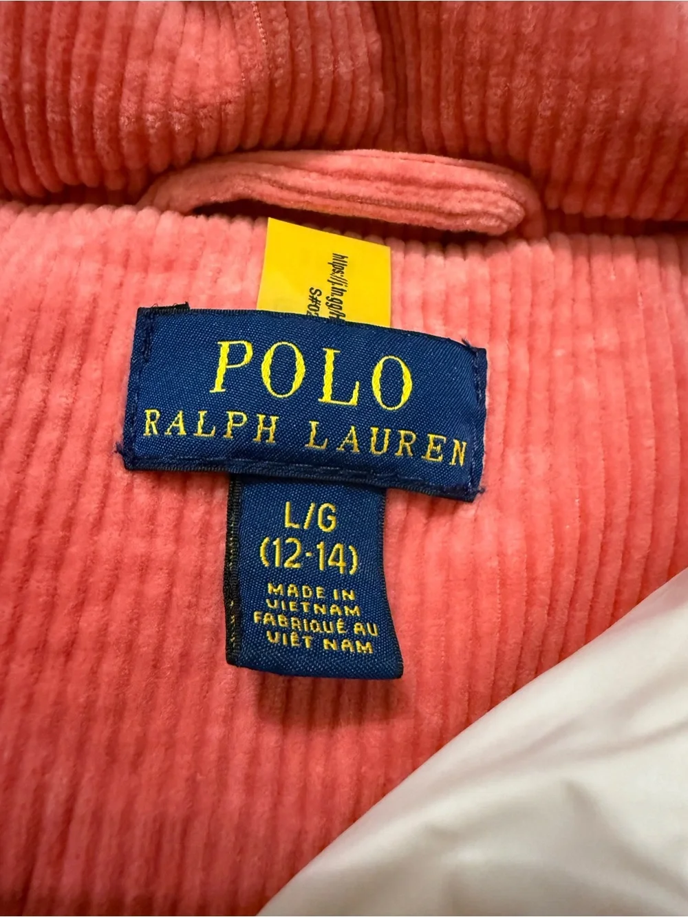 Ralph Lauren Pink Corduroy Down Gilet Vest